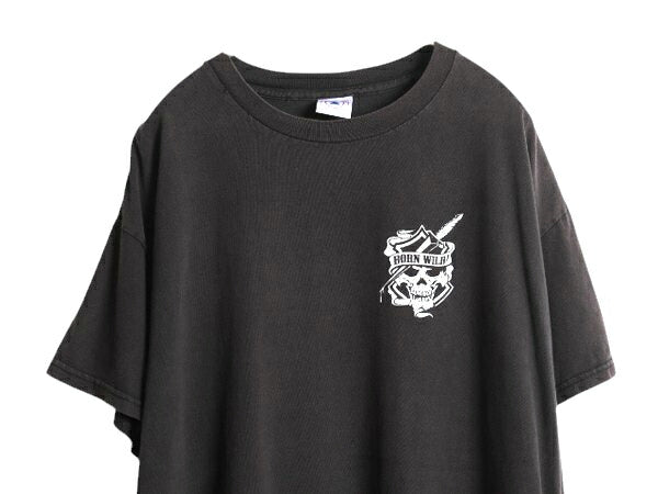 00s 両面 プリント 半袖 Tシャツ メンズ XL オールド スカル イーグル イラスト メッセージ グラフィック ヘビーウェイト 大きいサイズ 黒
