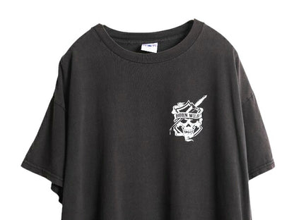 00s 両面 プリント 半袖 Tシャツ メンズ XL オールド スカル イーグル イラスト メッセージ グラフィック ヘビーウェイト 大きいサイズ 黒