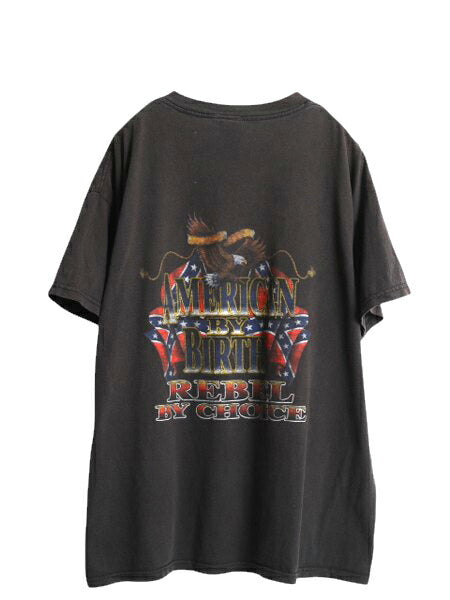 00s 両面 プリント 半袖 Tシャツ メンズ XL オールド スカル イーグル イラスト メッセージ グラフィック ヘビーウェイト 大きいサイズ 黒