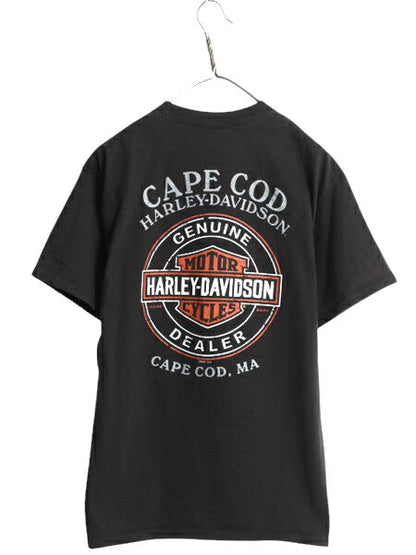 ハーレー ダビットソン 両面 プリント Tシャツ メンズ M / 古着 オフィシャル バイク パンヘッド イラスト グラフィック ヘビーウェイト 黒