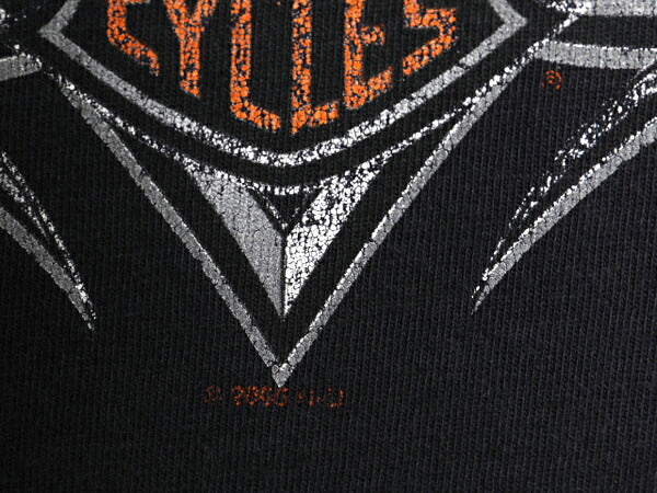 00s ハーレー ダビットソン 両面 プリント Tシャツ メンズ L オールド オフィシャル バイク イーグル ファイヤー イラスト グラフィック 黒