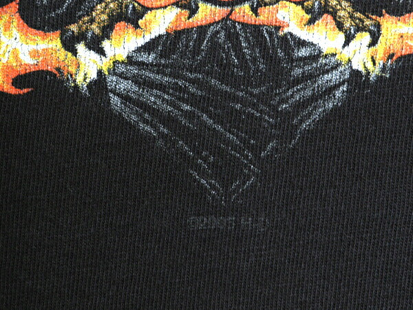 00s ハーレー ダビットソン 両面 プリント Tシャツ メンズ L オールド オフィシャル バイク イーグル ファイヤー イラスト グラフィック 黒