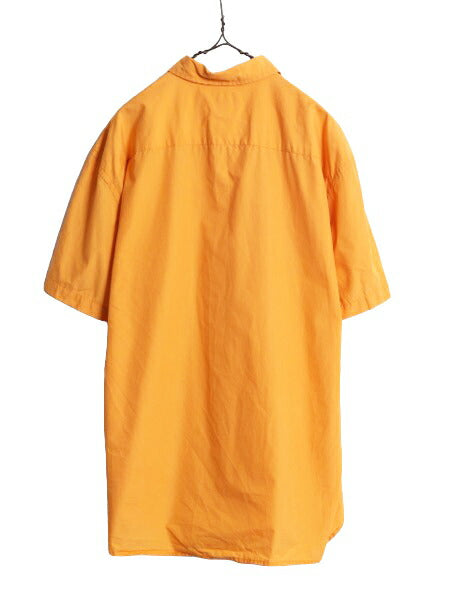 00s ジェイクルー 半袖 シャツ メンズ L / 00年代 オールド J CREW 半袖シャツ コットン カジュアル ポケット付き 無地 シンプル オレンジ