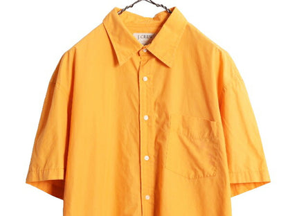 00s ジェイクルー 半袖 シャツ メンズ L / 00年代 オールド J CREW 半袖シャツ コットン カジュアル ポケット付き 無地 シンプル オレンジ