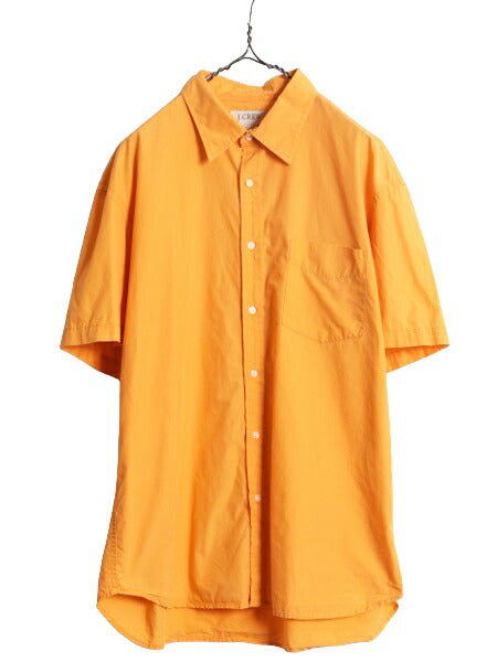 00s ジェイクルー 半袖 シャツ メンズ L / 00年代 オールド J CREW 半袖シャツ コットン カジュアル ポケット付き 無地 シンプル オレンジ