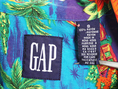 90s OLD GAP レーヨン アロハ シャツ メンズ S / 古着 90年代 オールド ギャップ ハワイアン オープンカラー 開襟  ループ留め 総柄 旧タグ