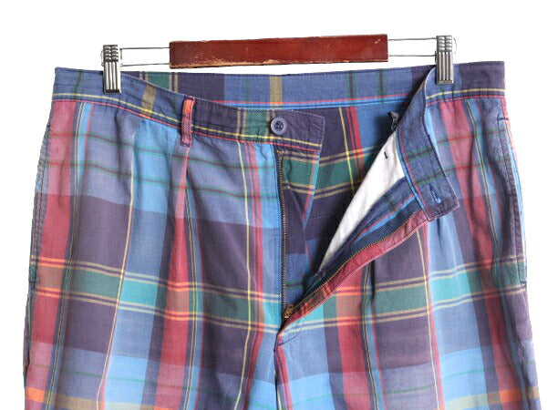 90s OLD GAP チェック コットン ショート パンツ メンズ 36 / 90年代 オールド ギャップ ショーツ ツータック 短パン マルチカラー 紺タグ