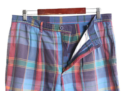 90s OLD GAP チェック コットン ショート パンツ メンズ 36 / 90年代 オールド ギャップ ショーツ ツータック 短パン マルチカラー 紺タグ