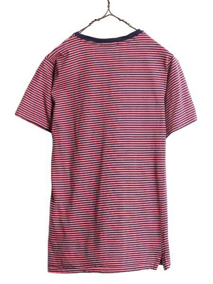 90s USA製 ポロ ラルフローレン ポケット付き ボーダー 半袖 Tシャツ キッズ L メンズ XS 程 古着 90年代 オールド ポケT シングルステッチ