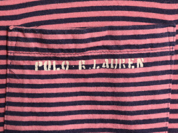 90s USA製 ポロ ラルフローレン ポケット付き ボーダー 半袖 Tシャツ キッズ L メンズ XS 程 古着 90年代 オールド ポケT シングルステッチ