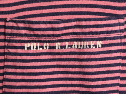 90s USA製 ポロ ラルフローレン ポケット付き ボーダー 半袖 Tシャツ キッズ L メンズ XS 程 古着 90年代 オールド ポケT シングルステッチ