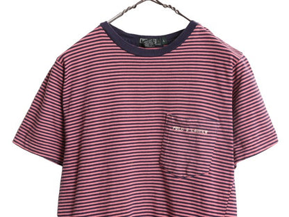 90s USA製 ポロ ラルフローレン ポケット付き ボーダー 半袖 Tシャツ キッズ L メンズ XS 程 古着 90年代 オールド ポケT シングルステッチ