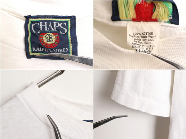 80s USA製 チャップス ラルフローレン プリント 半袖 Tシャツ メンズ XL / 80年代 ヴィンテージ CHAPS ポロ 大きいサイズ シングルステッチ