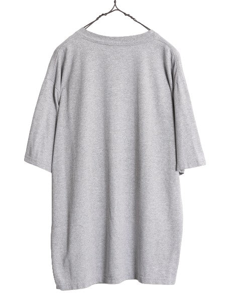 90s USA製 2段 カレッジ プリント 半袖 Tシャツ メンズ XL 古着 90年代 オールド ヘビーウェイト コットン 大きいサイズ 霜降りグレー 杢灰