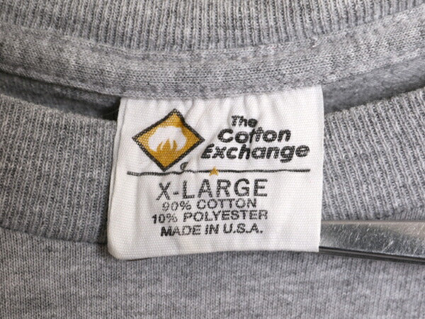 90s USA製 2段 カレッジ プリント 半袖 Tシャツ メンズ XL 古着 90年代 オールド ヘビーウェイト コットン 大きいサイズ 霜降りグレー 杢灰