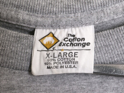 90s USA製 2段 カレッジ プリント 半袖 Tシャツ メンズ XL 古着 90年代 オールド ヘビーウェイト コットン 大きいサイズ 霜降りグレー 杢灰