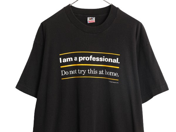 90s USA製 ジョーク メッセージ プリント 半袖 Tシャツ メンズ XL 古着 90年代 オールド ヘビーウェイト 大きいサイズ シングルステッチ 黒