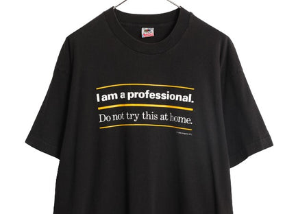90s USA製 ジョーク メッセージ プリント 半袖 Tシャツ メンズ XL 古着 90年代 オールド ヘビーウェイト 大きいサイズ シングルステッチ 黒