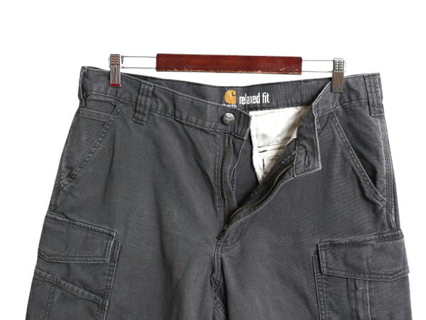 US企画 カーハート キャンバス カーゴ ショートパンツ メンズ 36 / ワーク ショーツ 短パン ストレッチ コットン ダック シンプル グレー