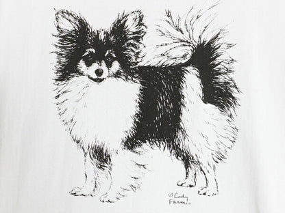 90sドッグ アート イラスト プリント Tシャツ メンズ レディース L / 古着 90年代 オールド 犬 アニマル シングルステッチ グラフィック 白