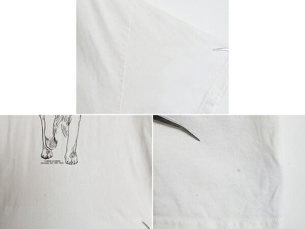 00s ドッグ アート イラスト 両面 プリント Tシャツ メンズ レディース XL / 00年代 オールド 犬 アニマル ヘビーウェイト 大きいサイズ 白