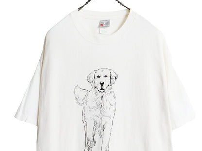 00s ドッグ アート イラスト 両面 プリント Tシャツ メンズ レディース XL / 00年代 オールド 犬 アニマル ヘビーウェイト 大きいサイズ 白