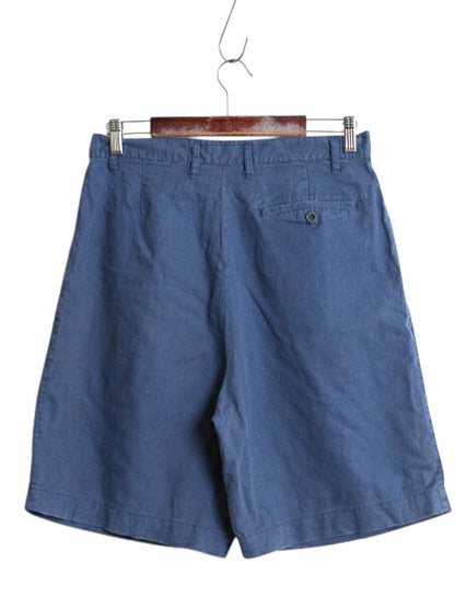 90s オールド ギャップ ショートパンツ メンズ 31 / 古着 リネン コットン ショーツ 短パン ツータック ハーフパンツ 無地 ゆったり ブルー