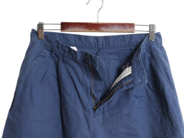 90s オールド ギャップ ショートパンツ メンズ 31 / 古着 リネン コットン ショーツ 短パン ツータック ハーフパンツ 無地 ゆったり ブルー