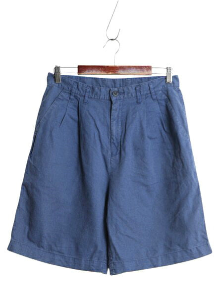 90s オールド ギャップ ショートパンツ メンズ 31 / 古着 リネン コットン ショーツ 短パン ツータック ハーフパンツ 無地 ゆったり ブルー