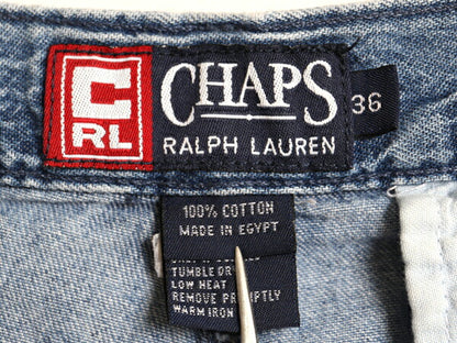 90s チャップス ラルフローレン デニム ショートパンツ メンズ 36 オールド ポロ ショーツ 短パン ツータック ジーンズ ジーパン ゆったり