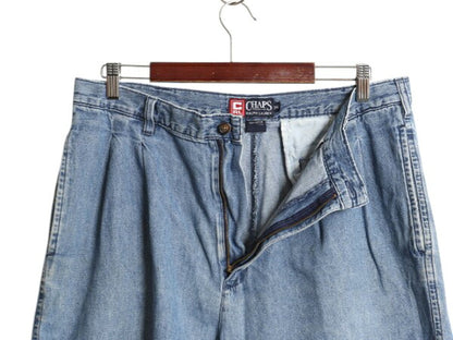 90s チャップス ラルフローレン デニム ショートパンツ メンズ 36 オールド ポロ ショーツ 短パン ツータック ジーンズ ジーパン ゆったり