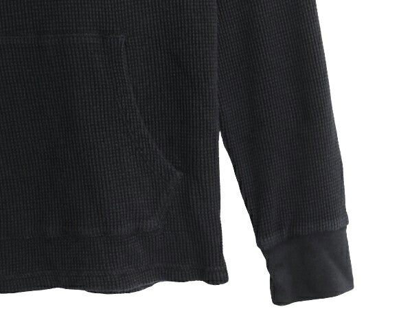 ポロ ラルフローレン サーマル フード パーカー メンズ M 古着 ロンT 長袖Tシャツ ワッフル プルオーバー カットソー ワンポイント 無地 黒