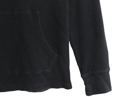ポロ ラルフローレン サーマル フード パーカー メンズ M 古着 ロンT 長袖Tシャツ ワッフル プルオーバー カットソー ワンポイント 無地 黒