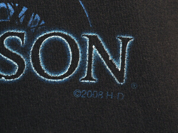 ハーレー ダビットソン 両面 プリント Tシャツ メンズ M 程 オフィシャル バイク イラスト イーグル ウルフ ベア アニマル グラフィック 黒