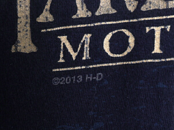 ハーレー ダビットソン 両面 プリント Tシャツ メンズ L  古着 オフィシャル バイク イラスト グラフィック 40周年 記念 ヘビーウェイト 紺
