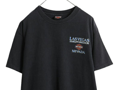 ハーレー ダビットソン 両面 プリント Tシャツ メンズ M 程 オフィシャル バイク イーグル イラスト グラフィック ヘビーウェイト ブラック