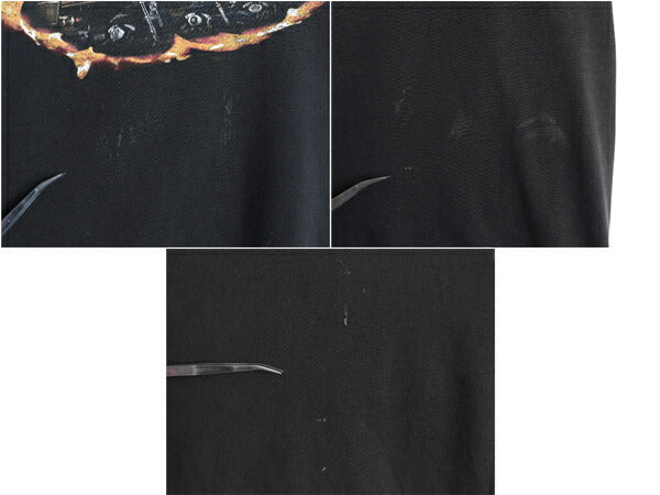 USA製 ハーレー ダビッドソン 両面 プリント Tシャツ メンズ L / 古着 オフィシャル イーグル バイク ファイヤー グラフィック イラスト 黒