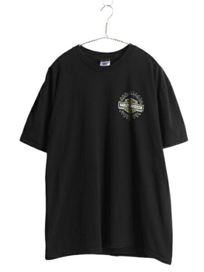 ハーレー ダビットソン 両面 プリント Tシャツ メンズ XL / オフィシャル バイク イラスト グラフィック 大きいサイズ ヘビーウェイト 黒