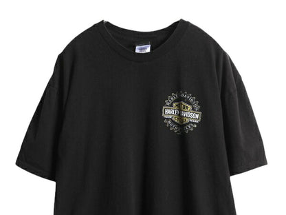ハーレー ダビットソン 両面 プリント Tシャツ メンズ XL / オフィシャル バイク イラスト グラフィック 大きいサイズ ヘビーウェイト 黒