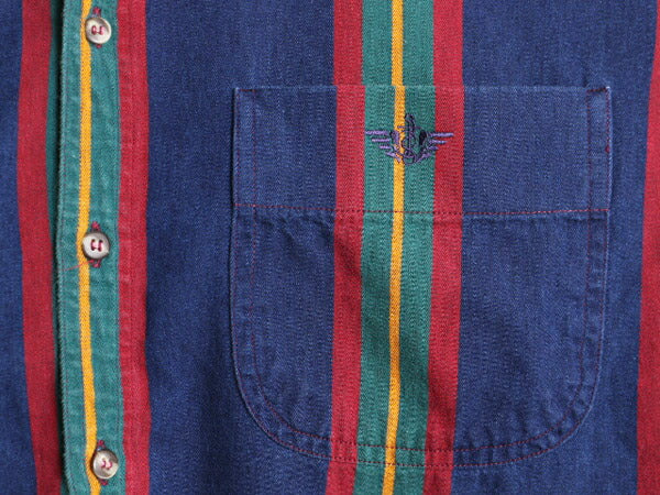 90s ドッカーズ リーバイス ストライプ 長袖 ボタンダウン シャツ メンズ M / 90年代 オールド LEVIS DOCKERS マルチカラー ポケット付き