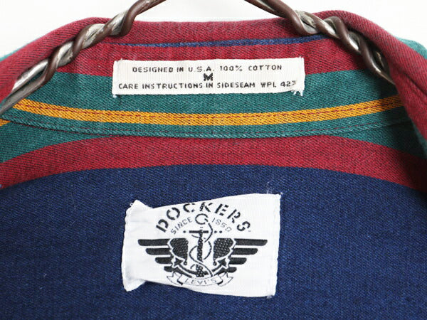 90s ドッカーズ リーバイス ストライプ 長袖 ボタンダウン シャツ メンズ M / 90年代 オールド LEVIS DOCKERS マルチカラー ポケット付き