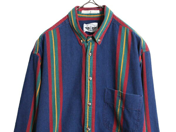 90s ドッカーズ リーバイス ストライプ 長袖 ボタンダウン シャツ メンズ M / 90年代 オールド LEVIS DOCKERS マルチカラー ポケット付き