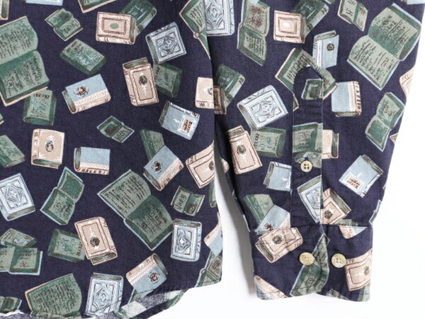 90s ドッカーズ リーバイス 総柄 長袖 ボタンダウン シャツ メンズ M / 古着 オールド LEVIS DOCKERS コットン マルチカラー BD 総柄シャツ