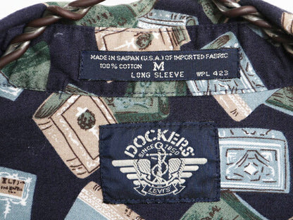 90s ドッカーズ リーバイス 総柄 長袖 ボタンダウン シャツ メンズ M / 古着 オールド LEVIS DOCKERS コットン マルチカラー BD 総柄シャツ