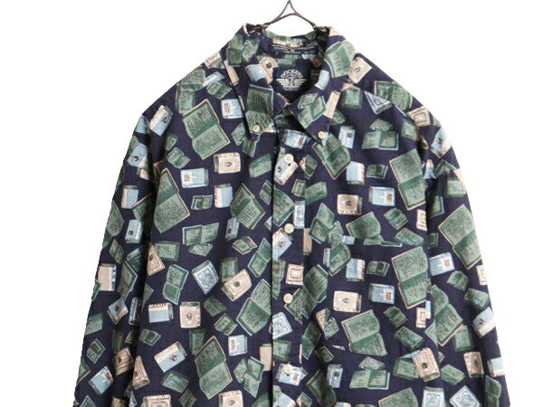90s ドッカーズ リーバイス 総柄 長袖 ボタンダウン シャツ メンズ M / 古着 オールド LEVIS DOCKERS コットン マルチカラー BD 総柄シャツ