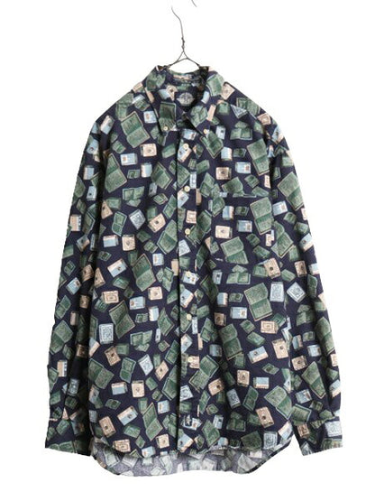 90s ドッカーズ リーバイス 総柄 長袖 ボタンダウン シャツ メンズ M / 古着 オールド LEVIS DOCKERS コットン マルチカラー BD 総柄シャツ