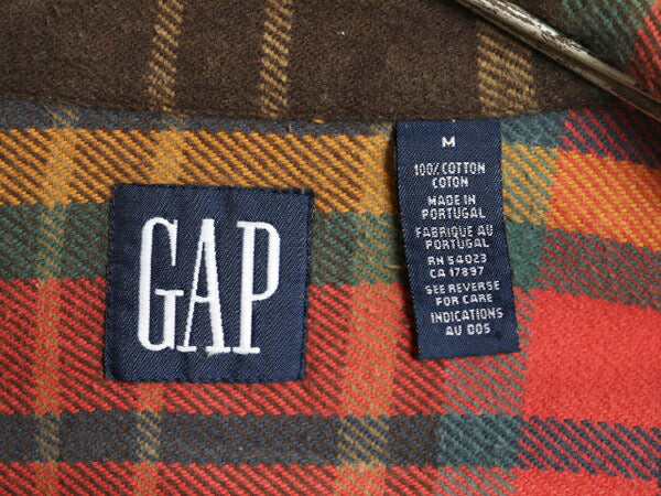 90s OLD GAP チェック ボタンダウン ヘビー フランネル シャツ メンズ M オールド ギャップ 長袖シャツ コットン ポケット付き ネルシャツ