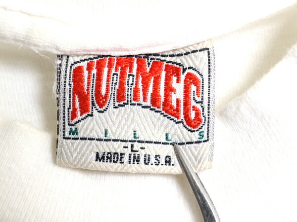 80s USA製 オーランド マジック イラスト プリント Tシャツ メンズ L 小さめ M 程 ヴィンテージ NBA オフィシャル バスケ グラフィック 白