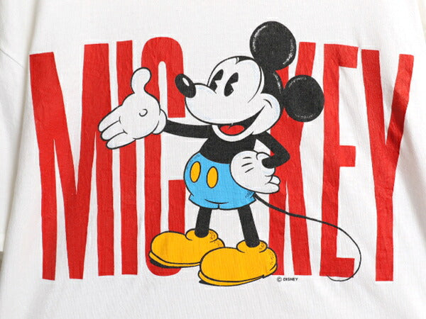 90s USA製 ミッキー イラスト プリント Tシャツ メンズ レディース XL 古着 オールド ディズニー オフィシャル キャラクター 大きいサイズ