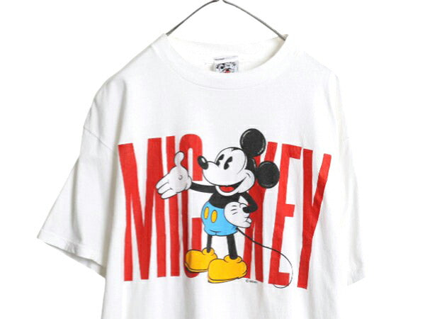 90s USA製 ミッキー イラスト プリント Tシャツ メンズ レディース XL 古着 オールド ディズニー オフィシャル キャラクター 大きいサイズ